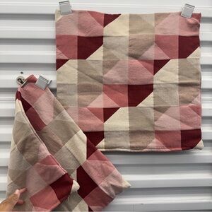 IKEA SVARTHO Pillow Covers 20x20 Geometric Mauve Pink Burgundy Cotton patchwork
